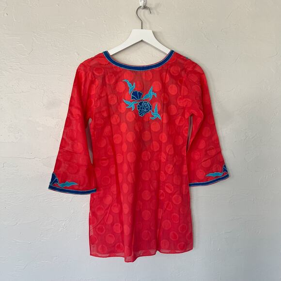 Sulu Collection Coral and Blue Tunic size 2 NWT - Picture 4 of 5